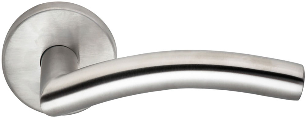 Omnia 45 Interior Modern Lever Latchset - Stainless Steel, Rose-2 7/16" Dia.