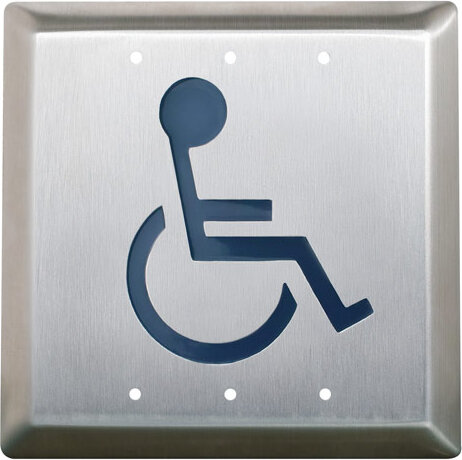 Camden Door Control CM-45/46 Series Stainless Steel 4-1/2" Square Push Plate Switch