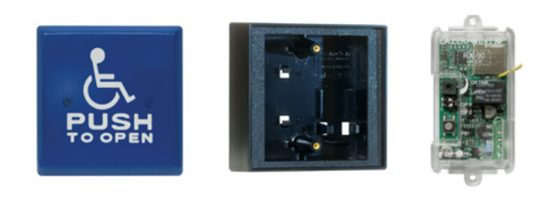 Camden Door Control CM-RFK46CB/4 Kinetic By Camden, 4-1/2" Square, Blue, w/ Exposed Screws Switch Kit