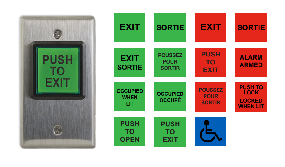 Camden Door Control CM-30 Series Square LED Illuminated Push/Exit Switch