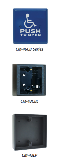 Camden Door Control CM-RFL46CB Lazerpoint RF 915Mhz Wireless Switch Kit, Blue 4-1/2" Square Push Plate