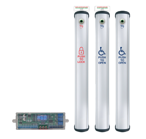 Camden Door Control CX-WC18SLVR Column Side Load Switch Restroom System Kit W/ Hands-Free Sensor
