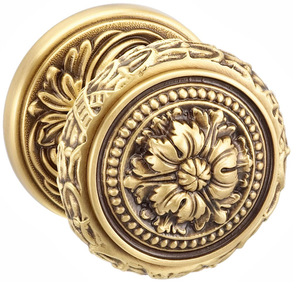 Omnia 260FL Interior Ornate Beaded Knob Latchset w/ Floral Rose