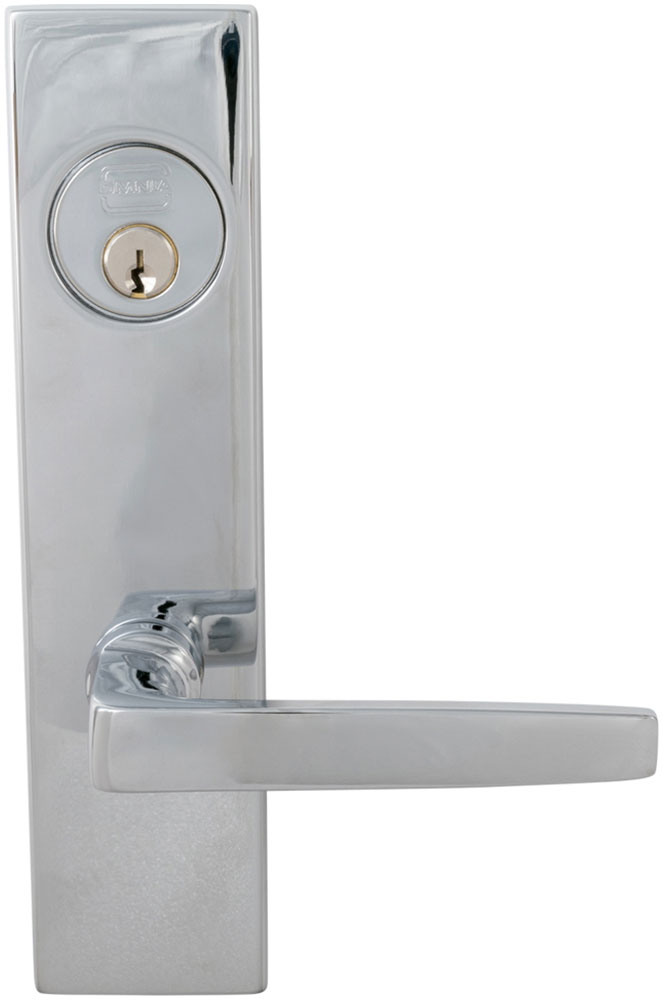 Omnia 4036 Exterior Modern Mortise Entrance Lever Lockset w/ Plate - Solid Brass