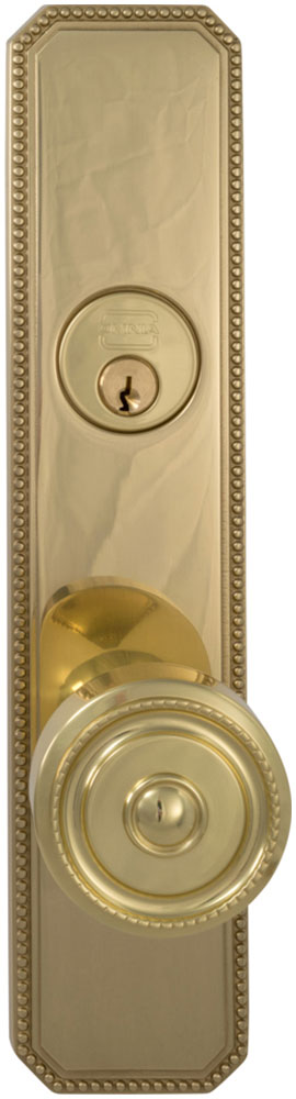 Omnia 25430 Exterior Traditional Mortise Beaded Entrance Knob Lockset - Solid Brass