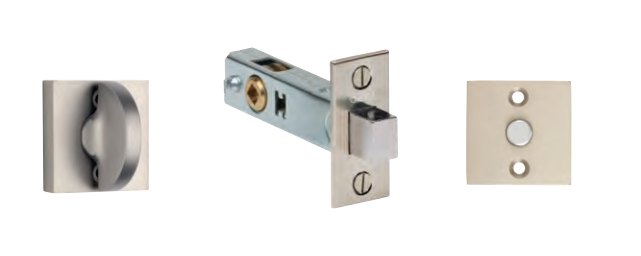 Omnia 102S Modern Privacy Bolt Set w/ Square Collar - Solid Brass