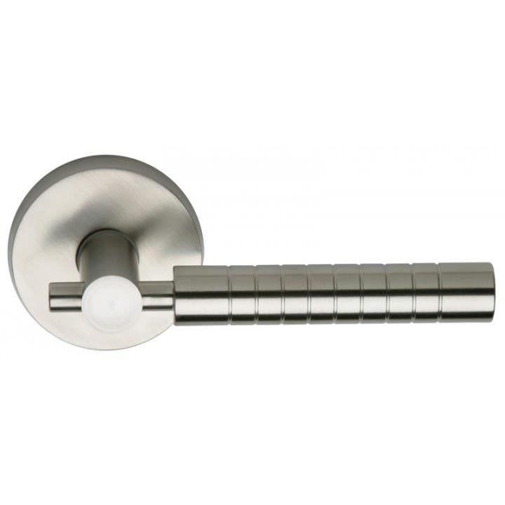 Omnia 33 Interior Modern Lever Latchset - Stainless Steel, Rose-2 7/16" Dia.