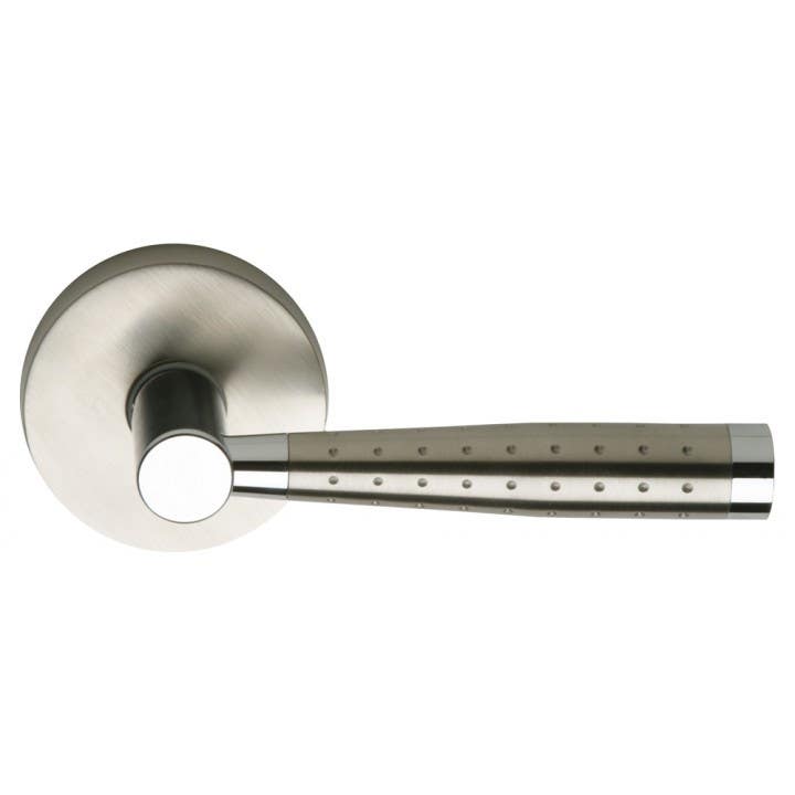 Omnia 19 Interior Modern Lever Latchset - Stainless Steel, Rose-2 7/16" Dia.