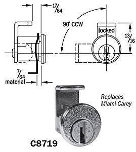 CompX C8719 National, Mailbox Lock For USPS Approved Architectural Mailboxes, Replaces Miami-Carey, Bright Nickel