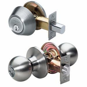 Master Lock TUCON0615 Single Cylinder Deadbolt w/ Tulip Knob Combo Pack, Satin Nickel