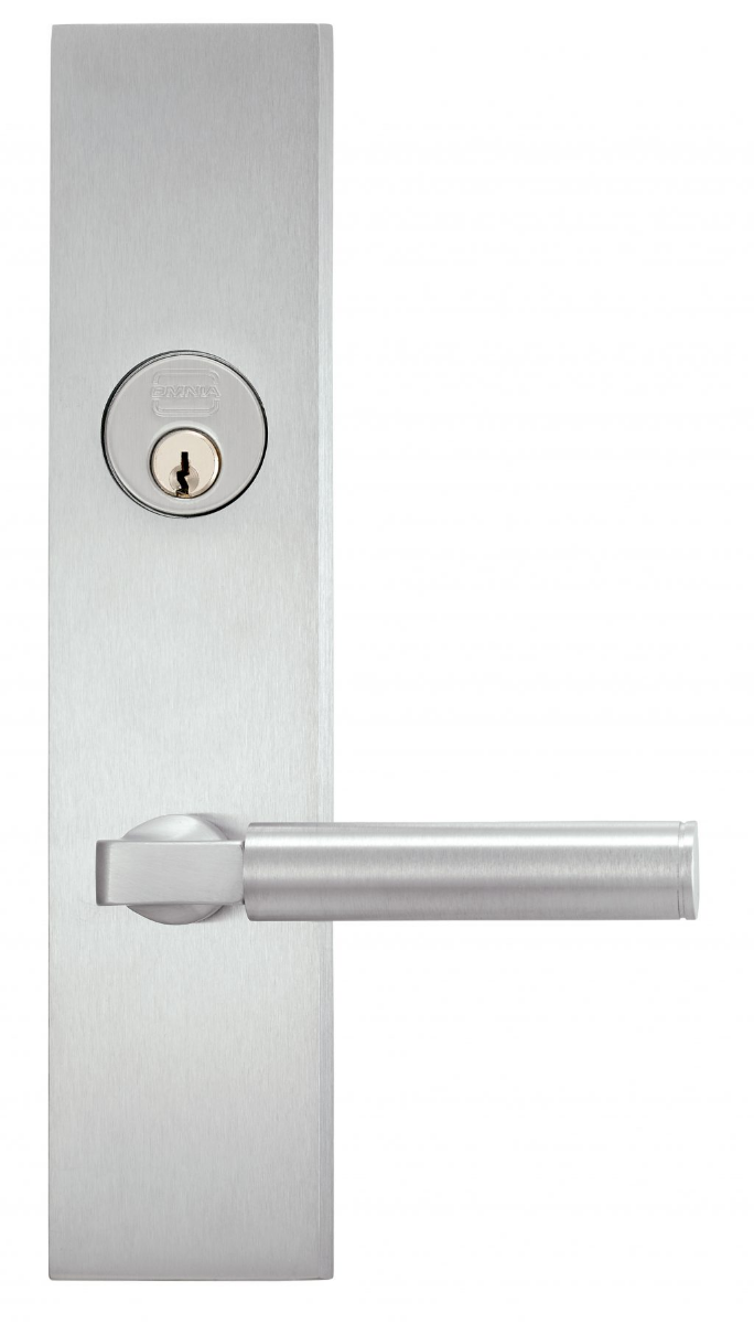 Omnia 12194 Exterior Modern Mortise Entrance Lever Lockset - Solid Brass