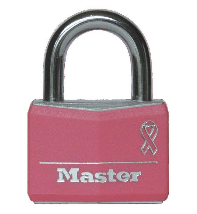 Master Lock 146D  Breast Cancer Research Foundation Pink Ribbon Aluminum Solid Body Padlock