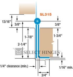 Select SL315 Concealed Pin & Barrel Continuous Hinge, Satin Stainless Steel