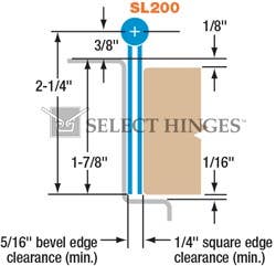 Select SL200 Concealed Pin & Barrel Continuous Hinge, Zinc Plated Carbon Steel