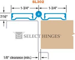 Select SL302 Full Surface Pin & Barrel Continuous Hinge, Satin Stainless Steel