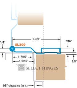 Select SL309 Full Surface Pin & Barrel Continuous Hinge, Satin Stainless Steel