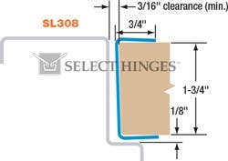 Select SL308 Continuous Hinge Edge Guard, Satin Stainless Steel