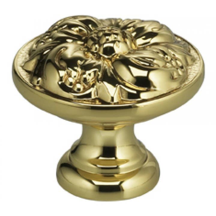 Omnia 7434 Ornate Cabinet Knob - Solid Brass