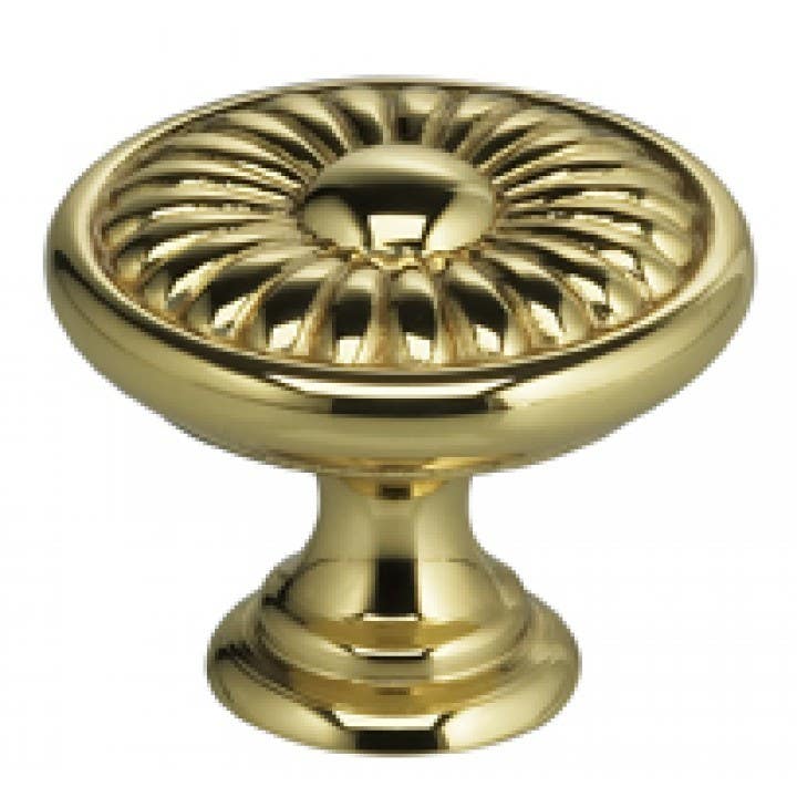 Omnia 7435 Ornate Cabinet Knob - Solid Brass