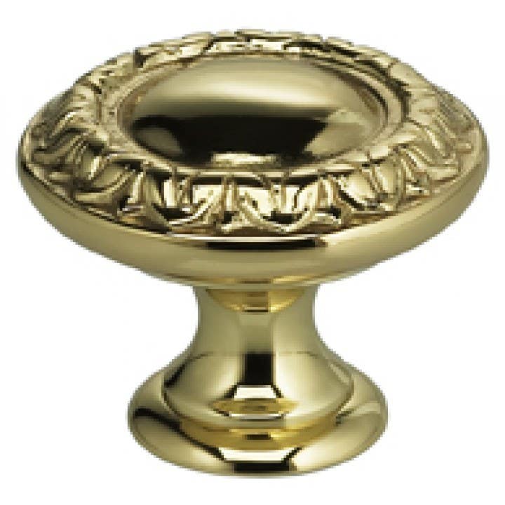 Omnia 7436 Ornate Cabinet Knob - Solid Brass