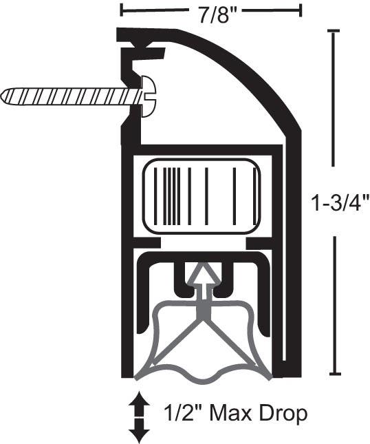 NGP 4440S Aluminum Dual Actuated Automatic Door Bottom with Silicone Seal
