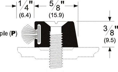 Pemko 184 Threshold Stop Strip, 5/8" W x 3/8" H