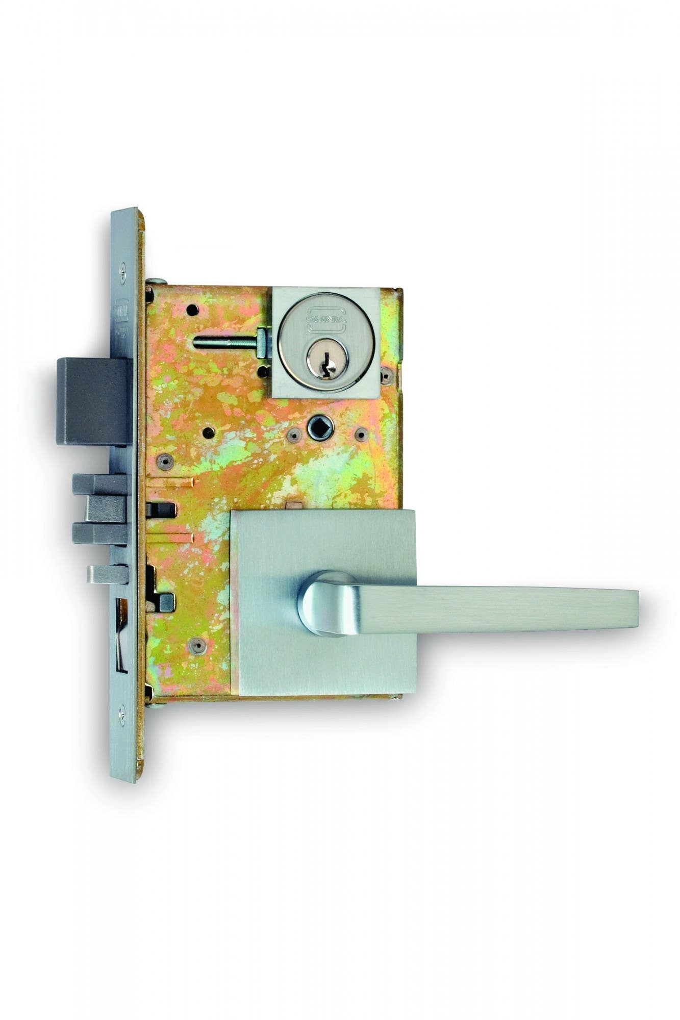Omnia 2036 Exterior Modern Mortise Lockset Sectional Rose w/ Lever