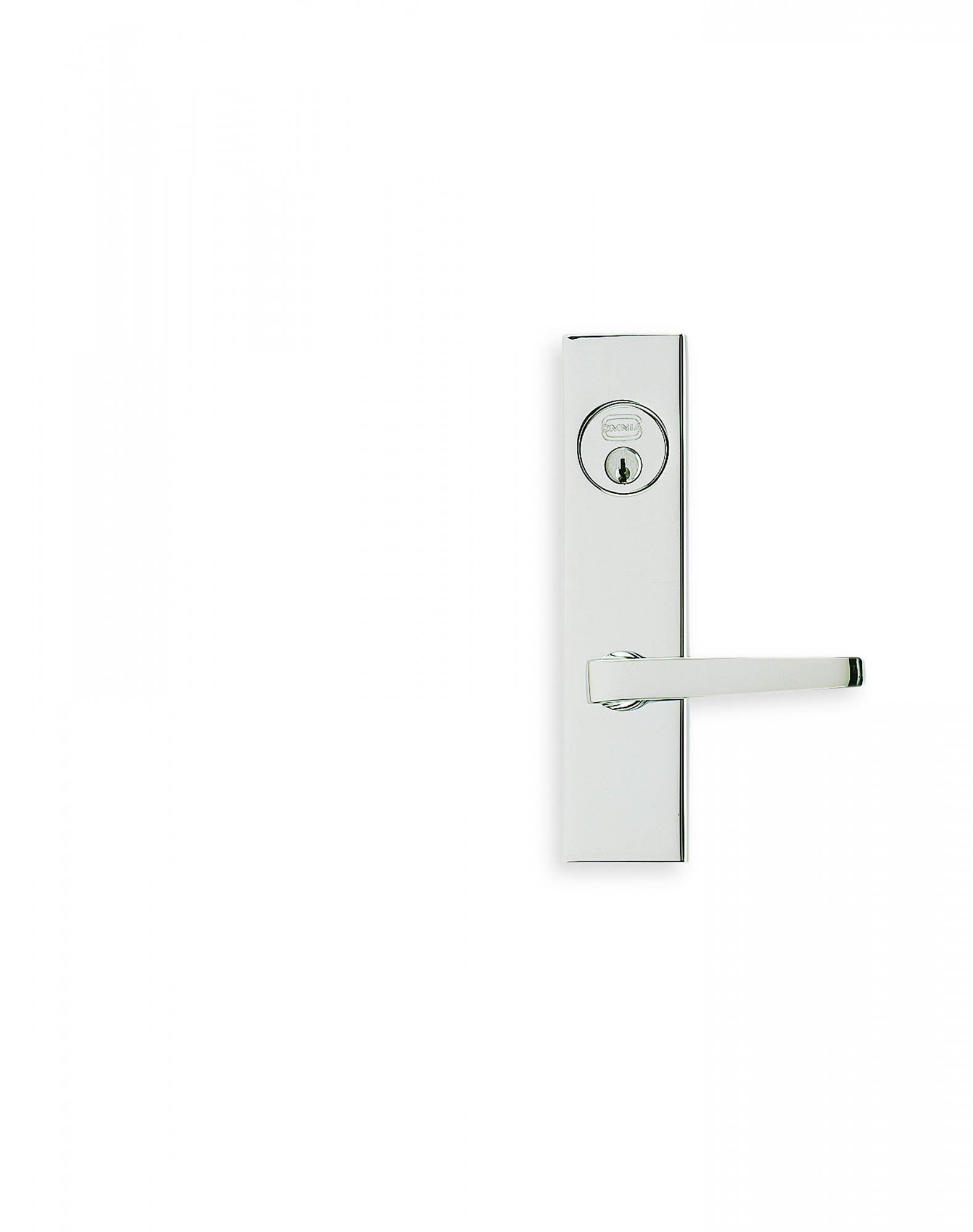 Omnia 4036 Exterior Modern Mortise Entrance Lever Lockset w/ Plate - Solid Brass