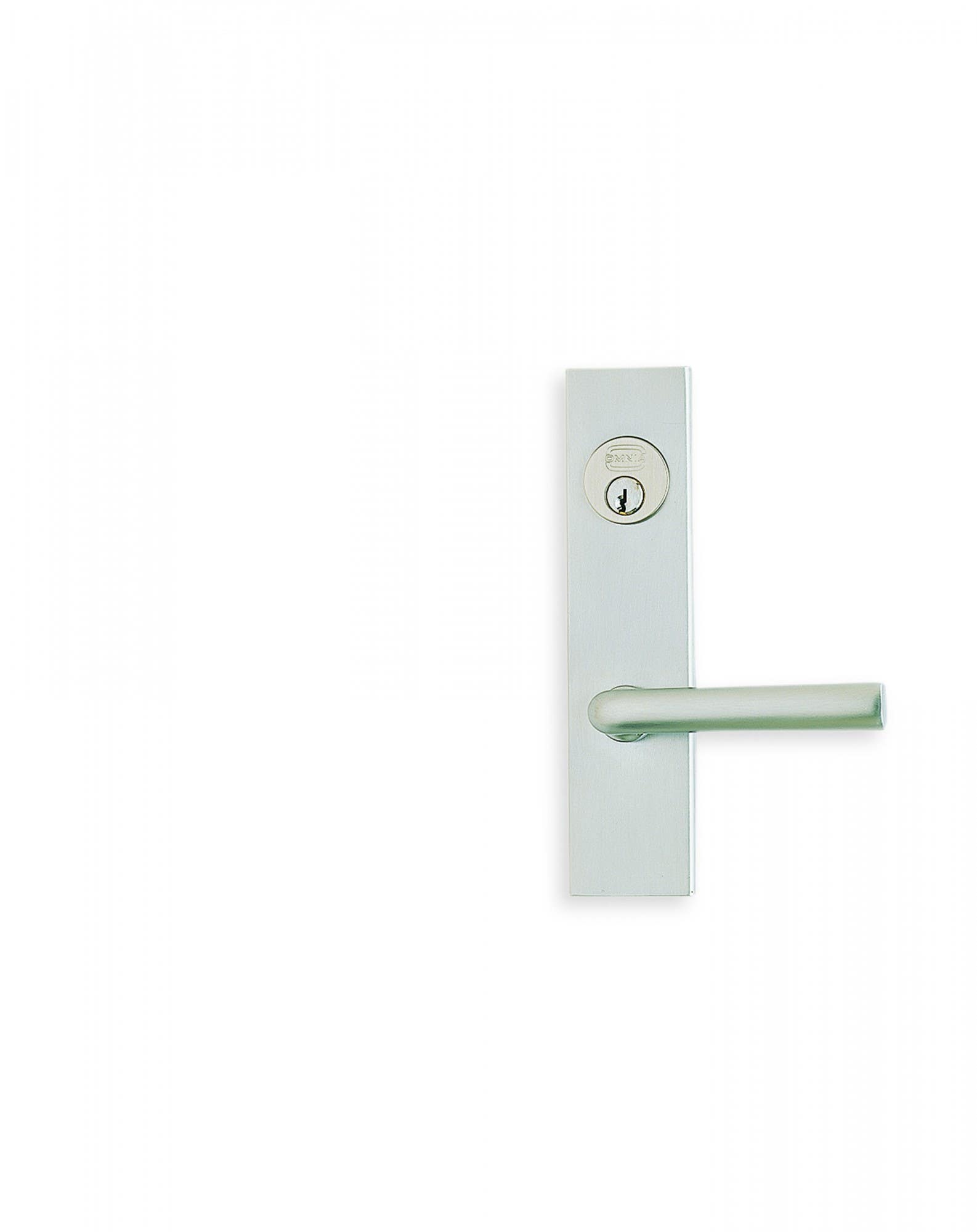 Omnia 4368 Exterior Modern Mortise Entrance Lever Lockset w/ Plate - Solid Brass