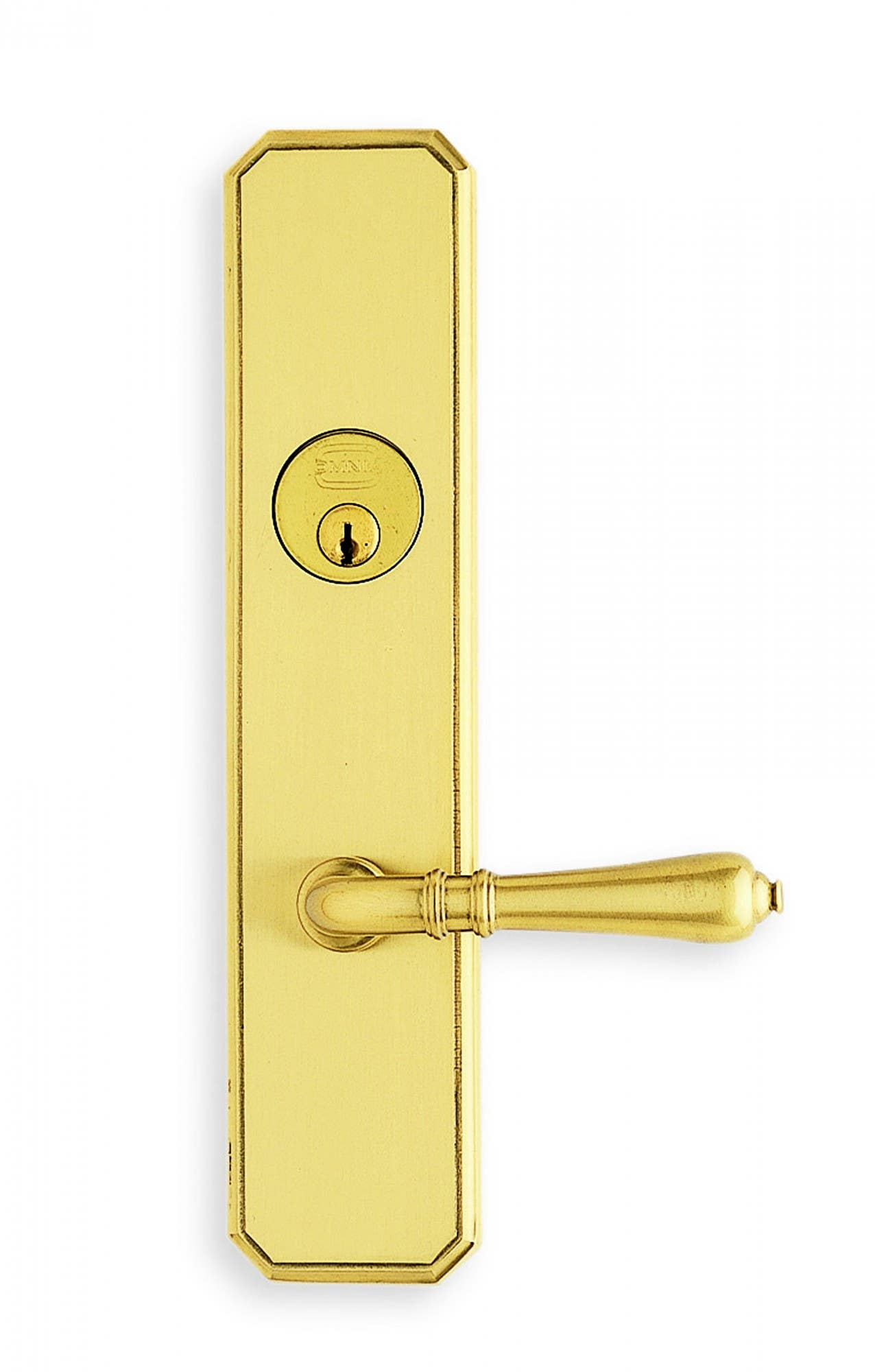 Omnia 11752 Exterior Traditional Mortise Entrance Lever Lockset with Plate - Solid Brass