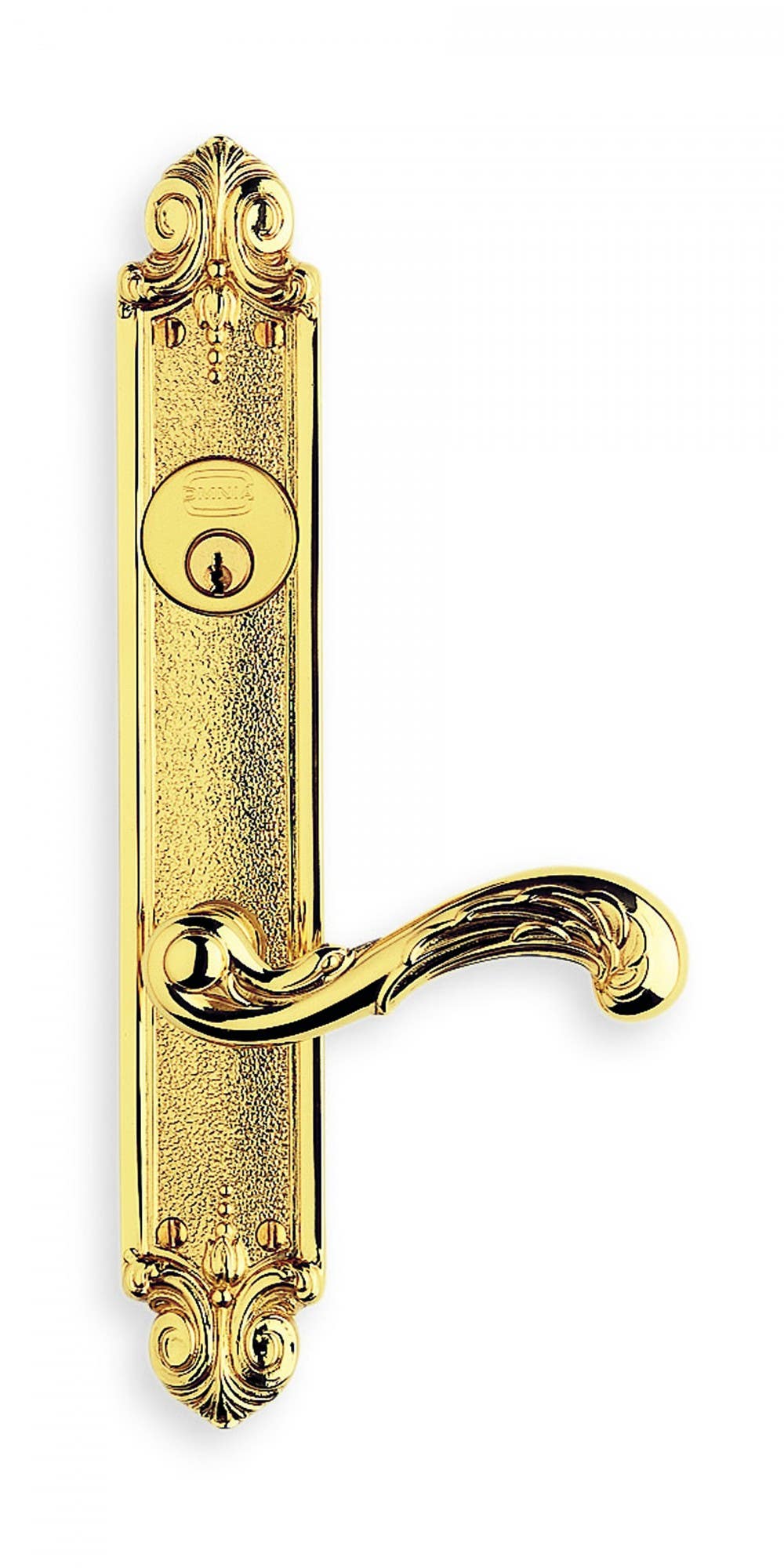 Omnia 60251 Ornate Narrow Backset Lever Lockset - Solid Brass