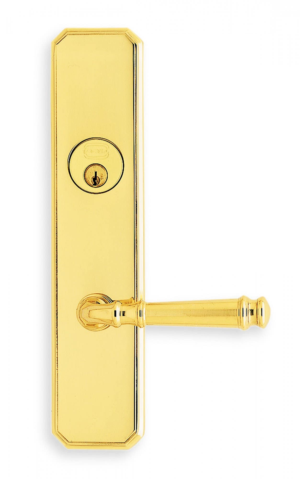 Omnia 11904 Exterior Traditional Mortise Entrance Lever Lockset with Plate - Solid Brass