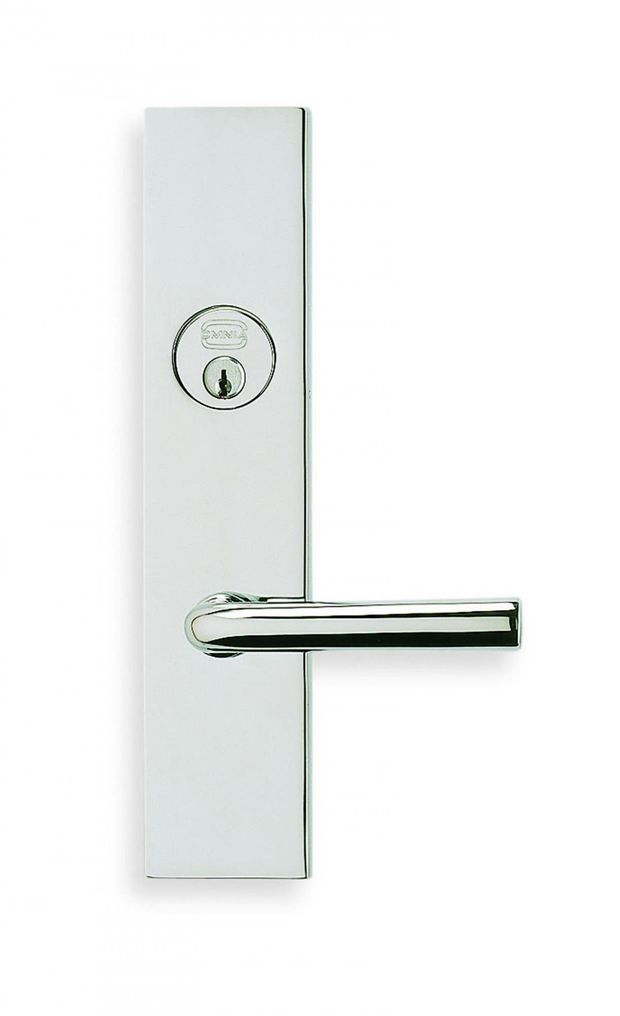 Omnia 12368 Exterior Modern Mortise Entrance Lever Lockset w/ Plate - Solid Brass