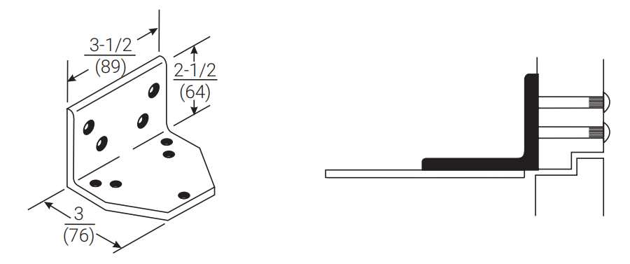 ACCENTRA (formerly Yale) 293L Flush Rabbeted Transom Angle Bracket For 2700 Series Door Closer