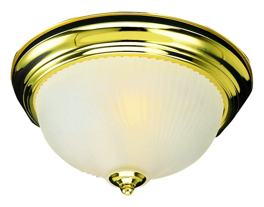 Design House 507236 3-Light Ceiling Light In Polished Brass, Clear Ribbed Glass