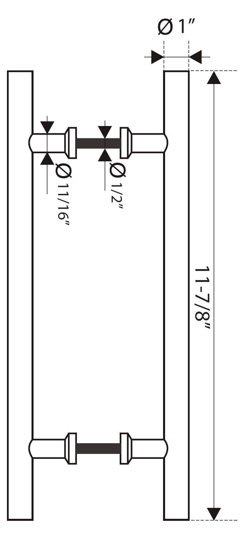 Cal-Royal PULL-15778-BTB Back To Back Door Pull Handle For Wood Door