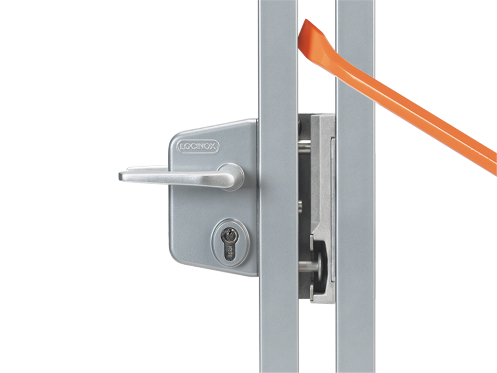 Locinox LAKQU2 Surface Mounted Gate Lock, 3006M - Alum Handle Pair, VSZ - Keyed to Differ