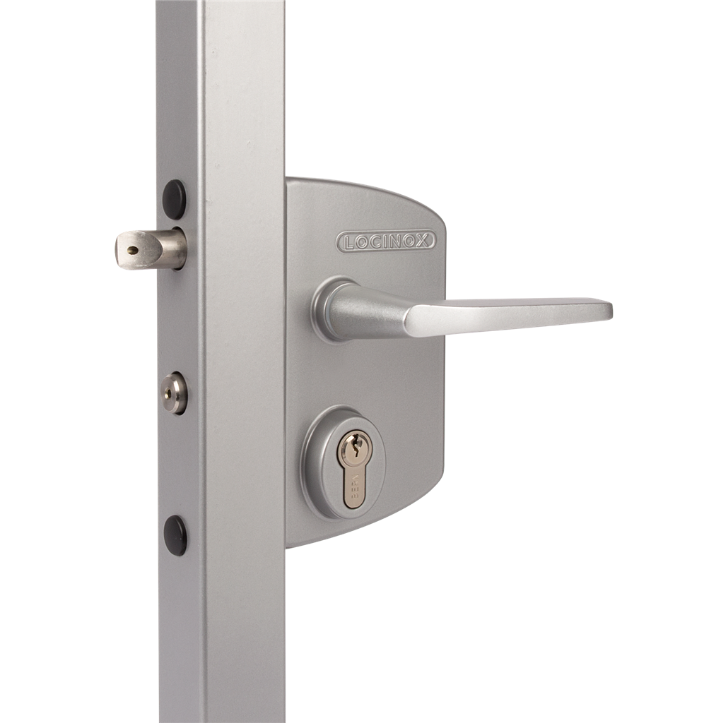 Locinox LAKQU2 Surface Mounted Gate Lock, 3006M - Alum Handle Pair, VSZ - Keyed to Differ