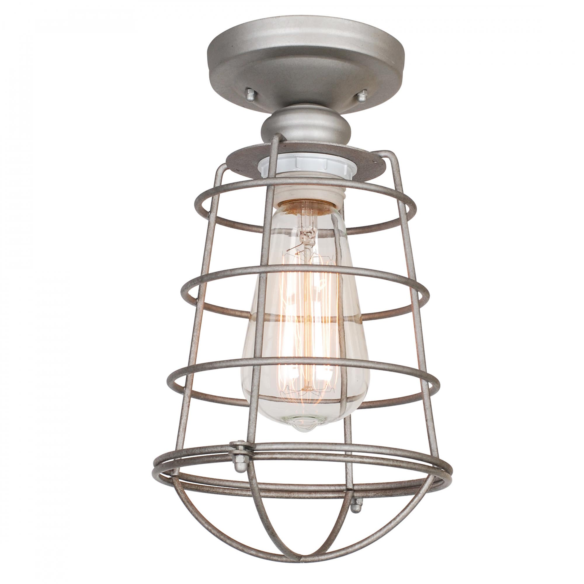 Design House 519686 Ajax 1-Light Semi-Flush Mount Ceiling Light, Galvanized Finish