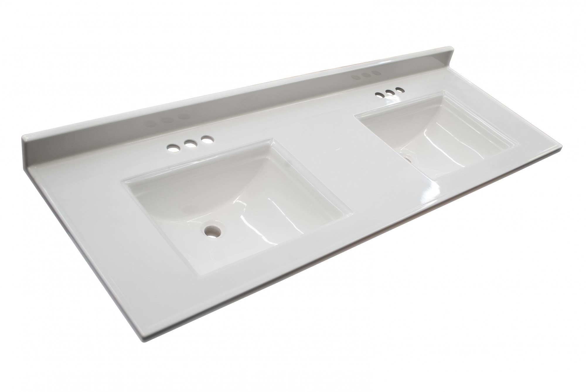 Design House 557678-WHT Cultured Marble Camilla Double Vanity Top 61", Solid White Finish