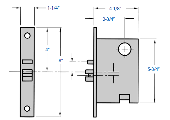 Precision M300 Mortise Lock Body For 2300 Mortise Exit Device, Handed