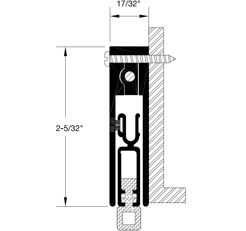 Reese 320 Door Bottoms, Automatic Door Bottom, 17/32" x 2-5/32"