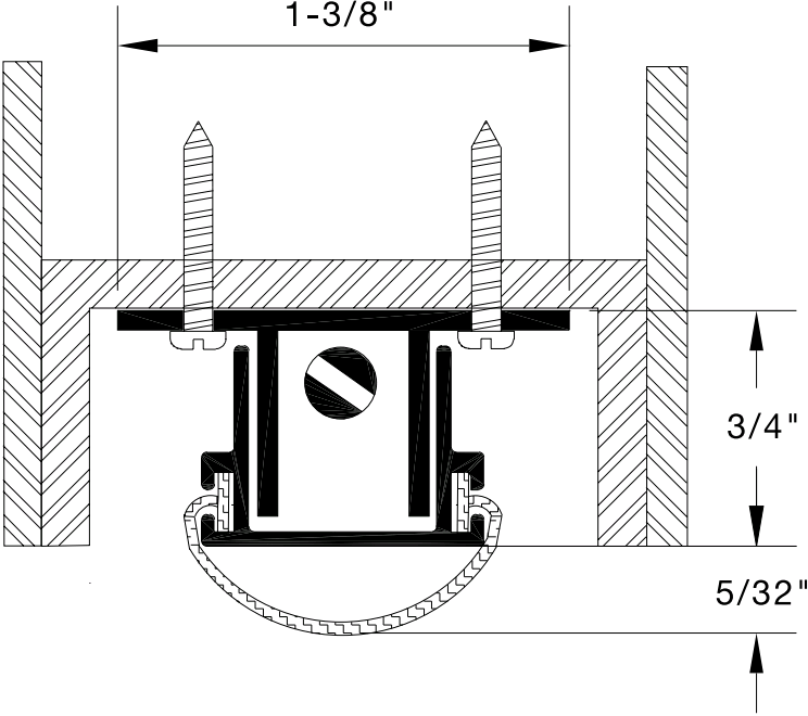 Reese 372 Door Bottoms, Automatic Door Bottom, 1-3/8" x 1-1/32"