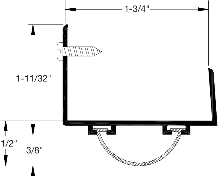 Reese DB594 Door Bottoms, Door Shoe / Extender, 1-3/4" x 1/2"