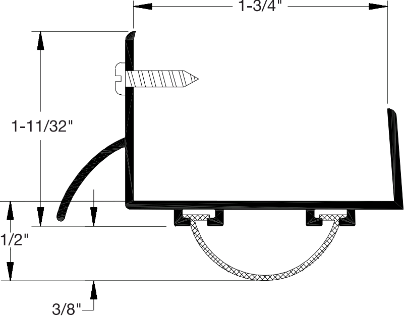 Reese DB595 Door Bottoms, Door Shoe / Extender, 1-3/4" x 1/2"