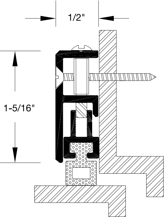 Reese 633 Weatherstrips, Adjustable Door Stop, 1/2" x 1-5/16"