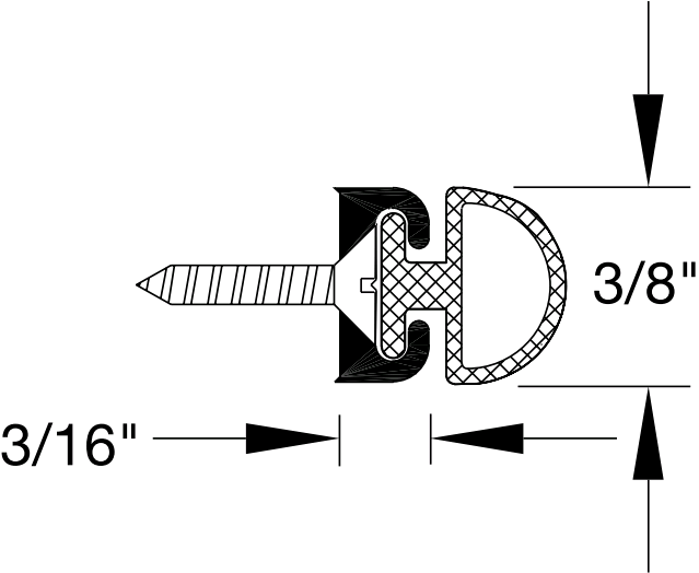 Reese 786 Weatherstrips, Astragal, 1/2" x 3/8"
