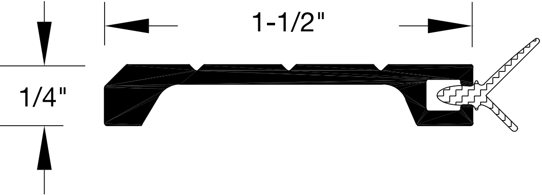 Reese 859 Weatherstrips, Hardware Compatible, 1-3/4" x 1/4"