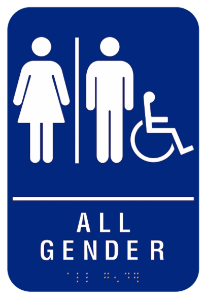 Cal-Royal AGH-69 All Gender Restroom Sign w/ Men, Women, ADA w/ Braille