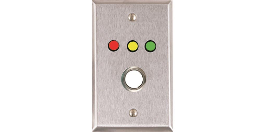 Alarm Controls RP-35 Single Gang Remote Wall Plate w/ 3 LEDs & White Push Button